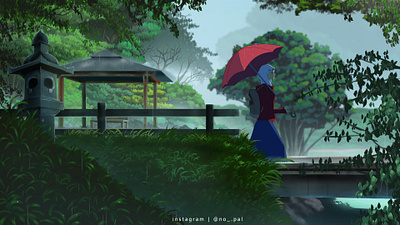 Garden of Words Redraw animation background environtment ilustration