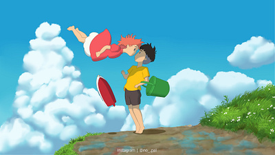 Ponyo background character environtment ilustration