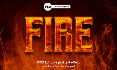 Fire Editable 3D Text Effect 3d 3d font 3d text effect design fire fire glass fire spark fire text font effect graphic design hot illustration text effect