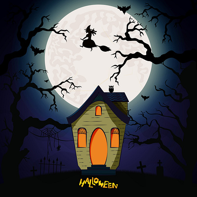 Halloween Background with Horror Full Moon Night halloween night
