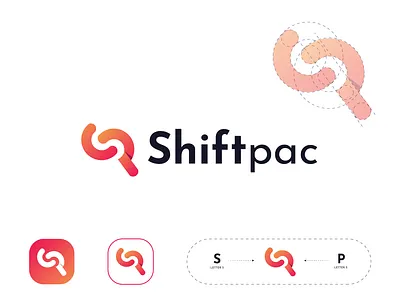 Shiftpac Logo Design abstract brand identity branding creative logo ecommerce gradient logo letter logo lettermark logo design logo designer mark modern logo modo monogram monogram logo p logo s logo sp logo tech logo