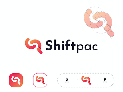 Shiftpac Logo Design abstract brand identity branding creative logo ecommerce gradient logo letter logo lettermark logo design logo designer mark modern logo modo monogram monogram logo p logo s logo sp logo tech logo