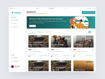 Potenza Dashboard clean dashboard design finance motion graphics new payment product design ui uiux