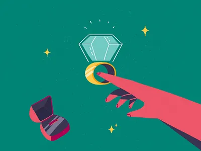Ring green illustration red ring wedding