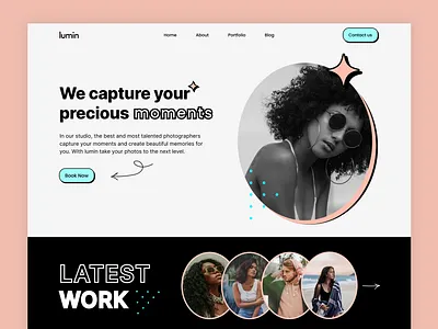 Photography Studio Landing Page camera gallery header hero home page landing page modern photo photographer photography portfolio portrait studio style trendy ui design ux web design web ui website design