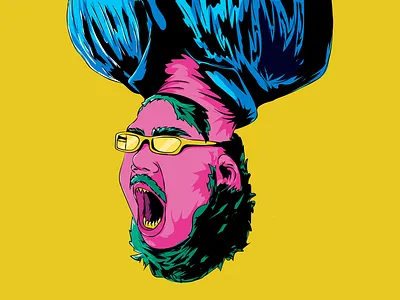 Portrait Illustration art character creative design digital drawing face funny illustration male man portrait upside down vector