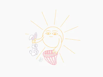 Magician hand drawn illustration lunar new year rabbit sun sun stories sunshine vector