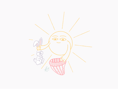 Magician hand drawn illustration lunar new year rabbit sun sun stories sunshine vector