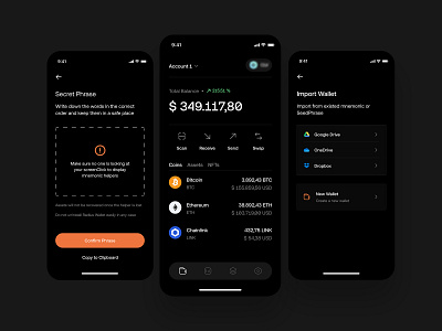 Crypto Wallet - Mobile App crypto cryptoapp cryptowallet minimal mobile mobileapp mobileui ui wallet walletapp
