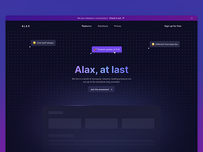 Alax hero section background ui clean ui design desktop gradient hero illustration inter interaction landing page linear gradient mockup modern patterns ui website