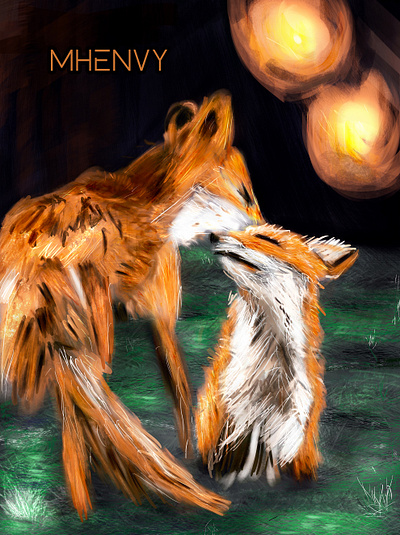 love animal cub fox foxy fur illustration love orange red sun warm