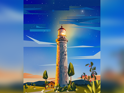 ~Lighthouse~ adobe art design gradient grain graphic design illustration illustration art illustrator landscape landscape illustration photoshop sketches ui vector vector art vector illustration vectorart