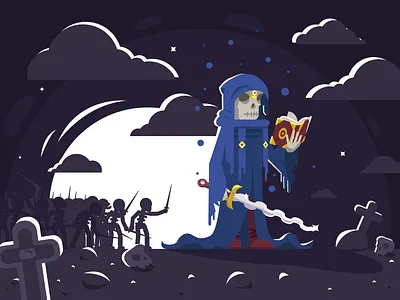 Nagash from Heroes 3 character flat game art heroes heroes3 illustration magic nagash necromancer necropolis undead vector