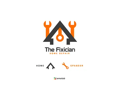 The Fixician - Home repair flat logo adobe app brand identity branding company logo concept creative design flat logo graphic design home repair logo icon iconic logo illustration logo minimal logo repair logo service agency logo ui vector