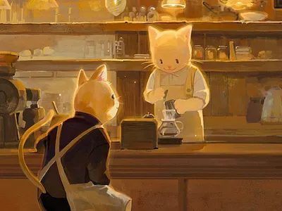 kitty coffee animal illustrations childrens book illustration childrens book illustrations design illustration