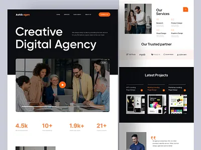 Digital Agency Landing Page agency agency app ashik branding digital agency graphic design homepage interface landing page logo marketing agency startup ui web webdesigner website