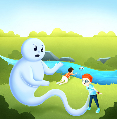 Angry emotion ball book boy bright child children childrens book cute emotion football friends ghost illustration kidlit kids park photoshop river