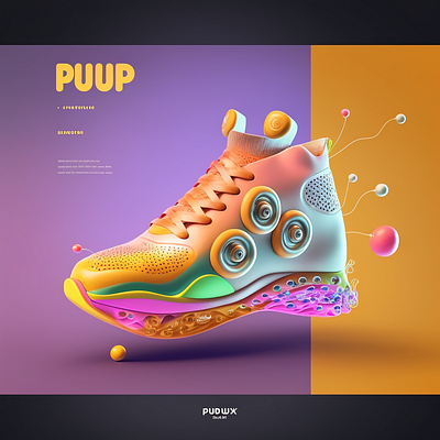 PUUP Shoe Teaser 3d ai concept creative design exploration illustration landingpage midjourney modelling product promotion running sales shoe ui ux