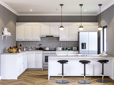 Contemporary kitchen visualization. 3d visualization architectural design interior design kitchen design room design ideas