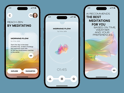 Meditation App app design application clean design good vibrations headspace illustration interface ios meditation mental health mindfulness minimal minimalistic mobile product design relaxing service design ui wellness