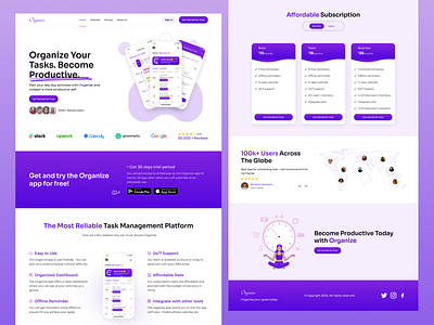 Task Management Landing Page calender app clean colours daily ui design home page landing page minimal task manager to do ui uiux ux web app web design web ui website