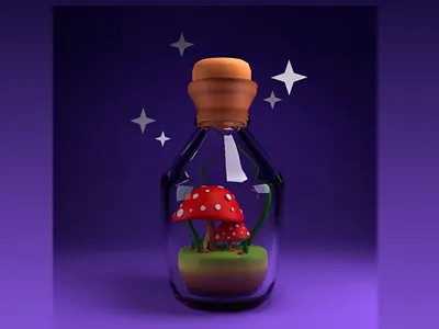 3D mushroom bottle 3d 3d illustration blender learning learning 3d