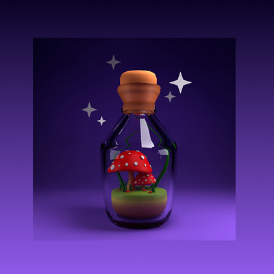 3D mushroom bottle 3d 3d illustration blender learning learning 3d