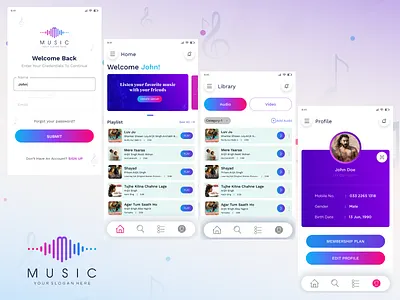 Playlist App app branding design minimal ui ux