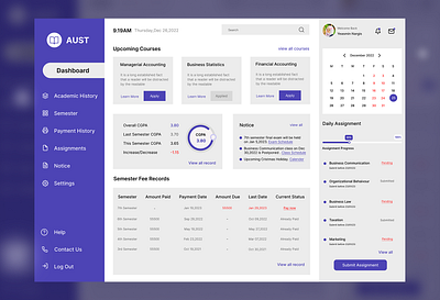 Student Dashboard Design branding design graphic design landing page typography ui uiux user experience user interface ux web design web ui design