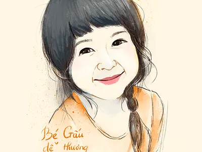 Be Gau 2d artist child cover design giang rùa illustration illustrator kid organe portrait sketch tthgiang.2603