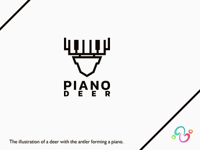 Piano Deer Logo antler brand design brand designer buck classical deer instrumental logo design logo designer logo for sale logo idea logo inspiration logomark logotype music musician piano reindeer stag zzoe iggi