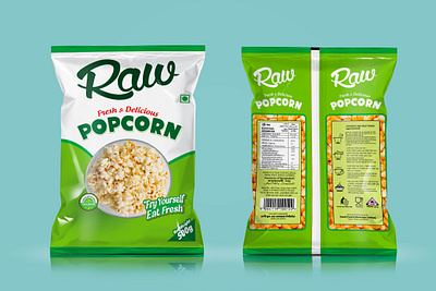 Raw Popcorn Packet Design packaging design pouch design print design raw raw popcorn packet design