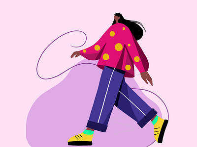 Walking into Monday. adobe art artwork girl illustration graphic design illustration line illustration minimal illustration procreate ui