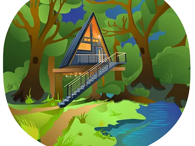 Tree house illustration graphic design illustration typography vector