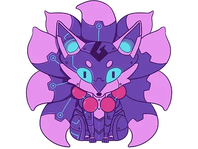 Illustration of Cyberpunk fox spirits branding cyberpunk design flat fox illustration logo neon pattern seamless spirits vector