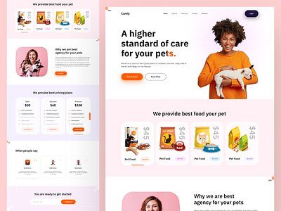 Pet care website/Landing page design 2023 trand animale website care website design dribble top shot figma header hero landing page landing page design pet care website top shot ui ui design ux ux design web web design