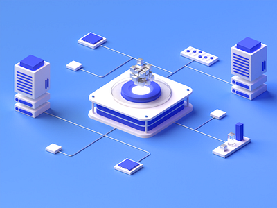 3D Data Center - Isometric Illustration 3d 3d modeling 3d render agency big data blender blue building c4d creative agency design digital illustration hero header illustration minimal network server ui vector web