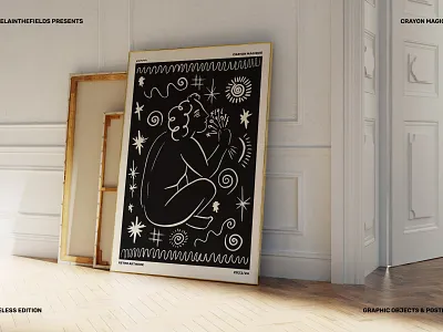 CRAYON MAGIQUE Posters + Clipart doodle hand drawn home decor posters retro romantic vector wall art