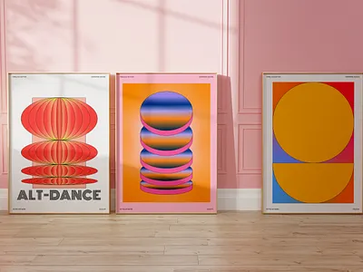 DOPAMINE Clipart + Posters colourful dopamine geometric posters retro wall art