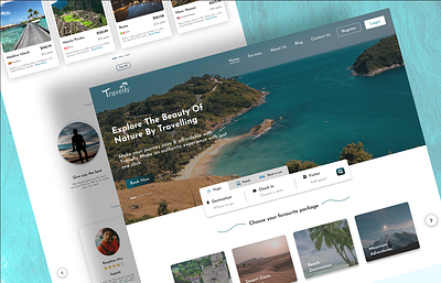 Travel Agency Website Landing Page Design figma graphic design logo travel agency travelly ui ux