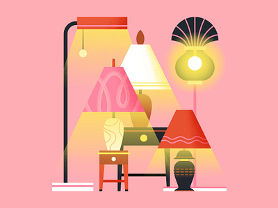 Lamps app blog cover creative design flat flat illustration geometry illustration interior lamp light vector web