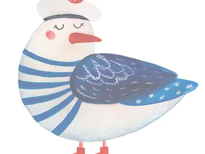 Seagull captain bird illustration animal bird branding captain character childish cute design hand drawn hat illustration logo print sea seagull watercolor wear clothing