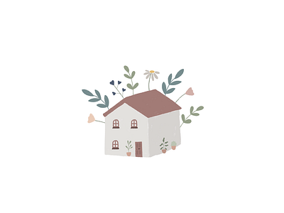 House Floral Illustration design floral flowers graphic design illustration paint procreate watercolour