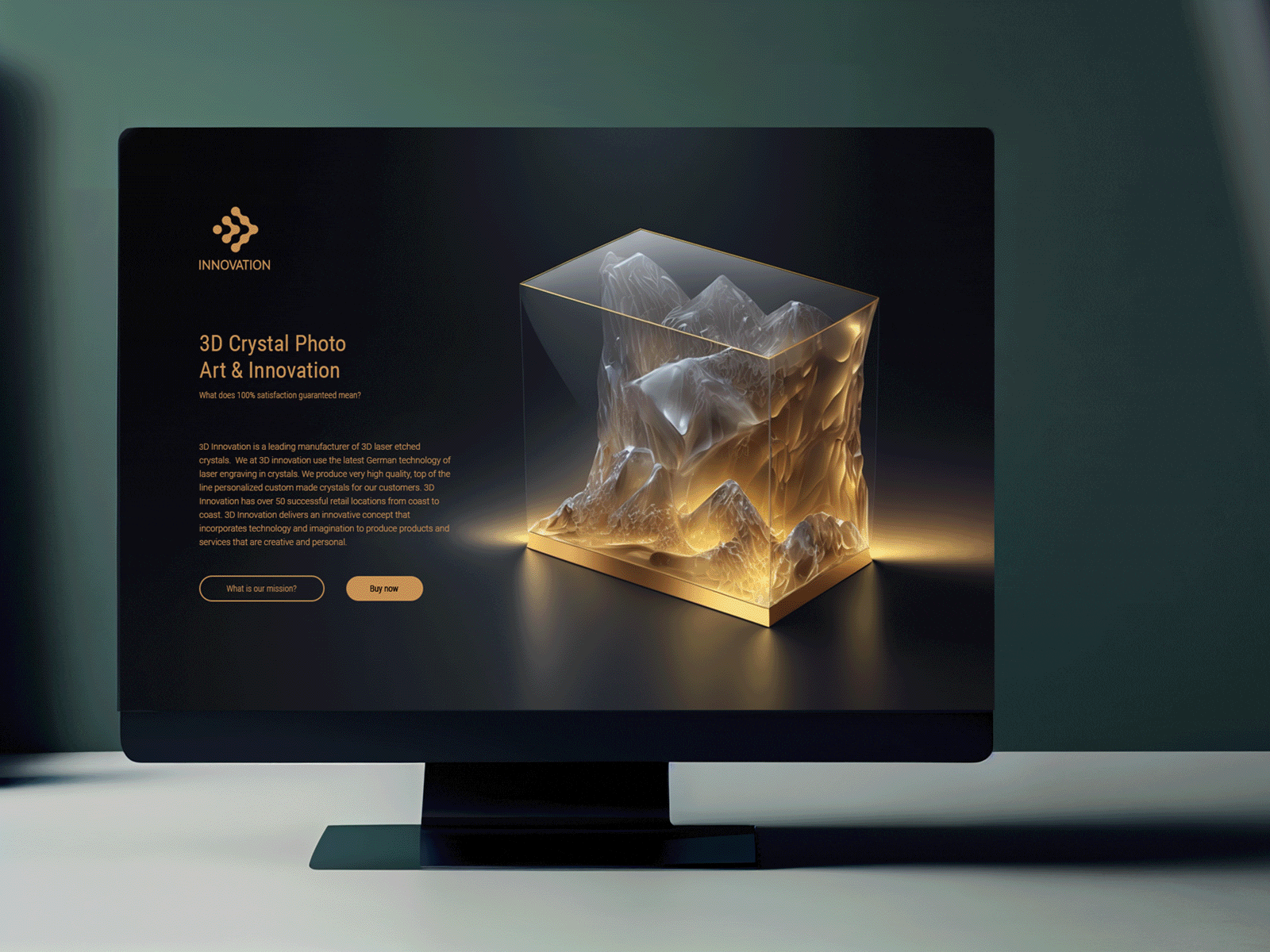 Innovation 3D Crystal Photo landing page 3d crystal design landing site ui ux web