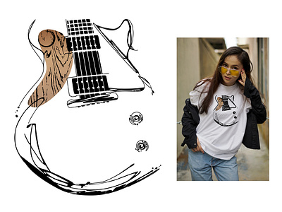 Guitar Improv band shirt classic guitar concert shirt electric guitar guitar graphic art guitar ink drawing hand drawn line art drawing music illustration music room musician