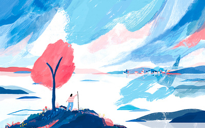 How to Embrace New Beginnings x Fay Troote animation characterdesign colour design editorial illustration graphic design illustration landscape landscape illustration mentalhealth narrative painting