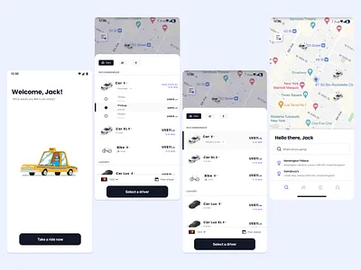 Riding app - mobile design android animation car design design system driver ios location map mobile mobile design product design ride ui ui design user experience user interaction