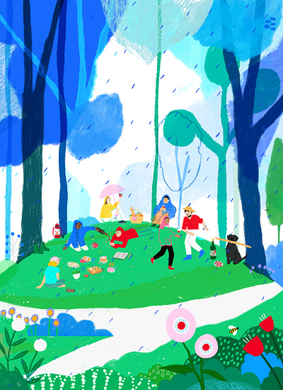 The British Picnic x Glug Magazine art characterdesign colour design editorial illustration illustration landscape illustration narrative