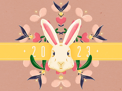 Rabbit 2023 animal animals artwork character character design chinese new year design digital drawing flat design graphic design illustration illustrator lunar new year photoshop rabbit rabbits typography vector year of the rabbit