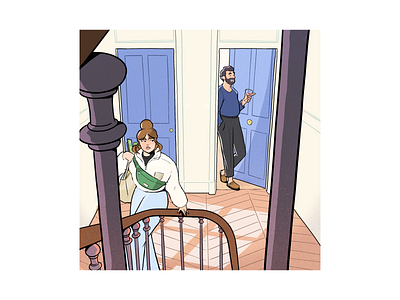 L'escalier colour design drawing fashion illustration paris style